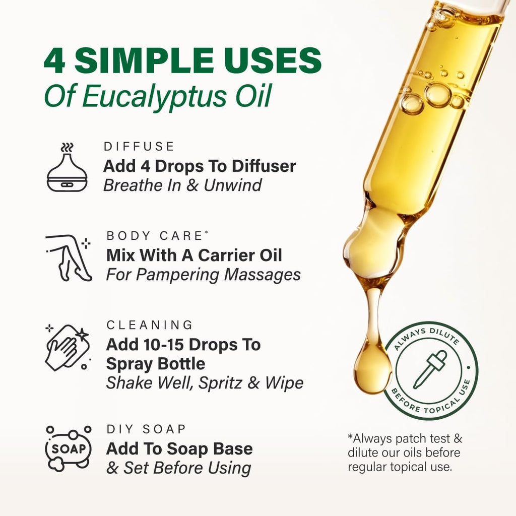 KUKKA Eucalyptus Essential Oils - 118Ml - for Skin, Diffuser, Aromatherapy & DIY Soap Making Scent