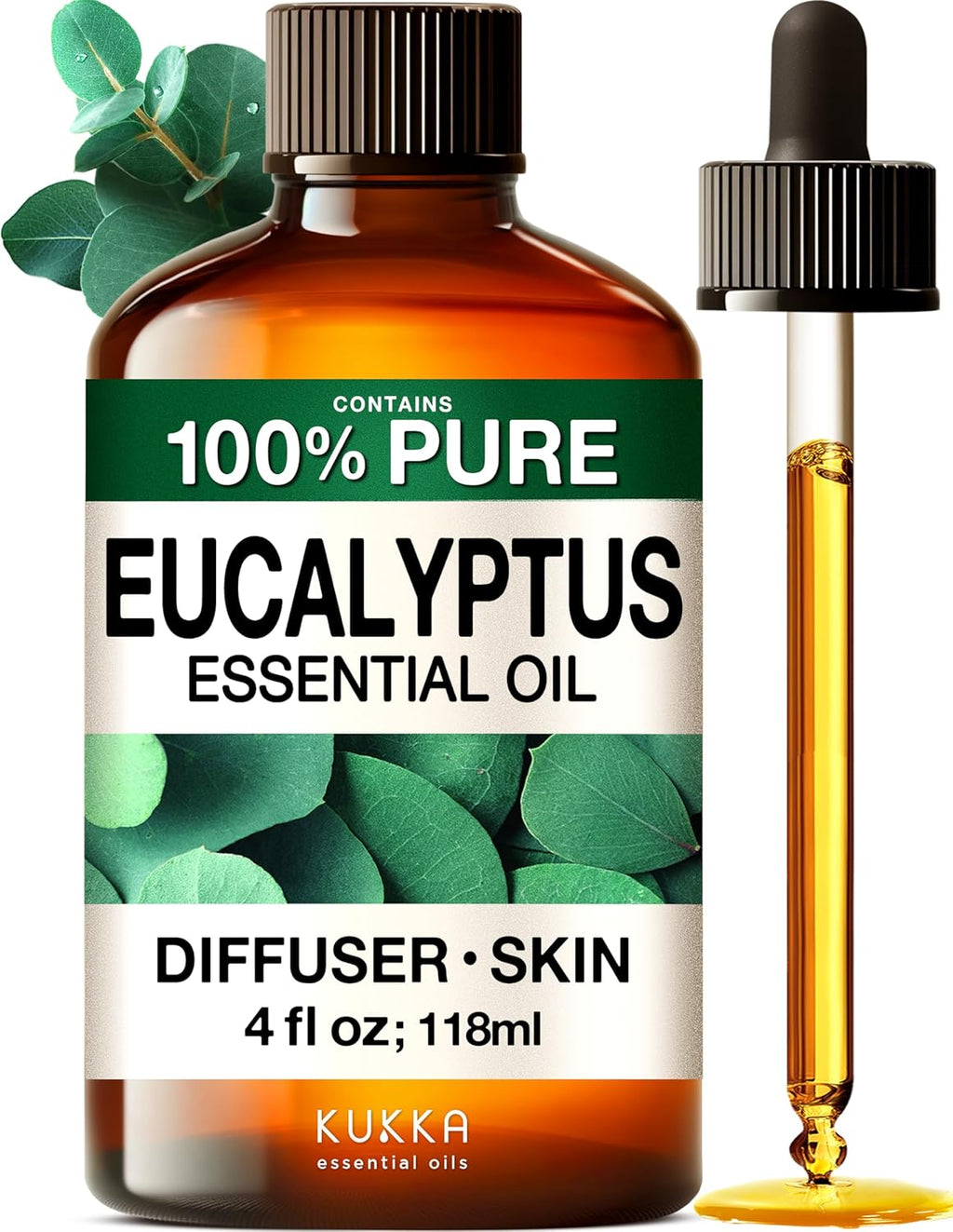 KUKKA Eucalyptus Essential Oils - 118Ml - for Skin, Diffuser, Aromatherapy & DIY Soap Making Scent