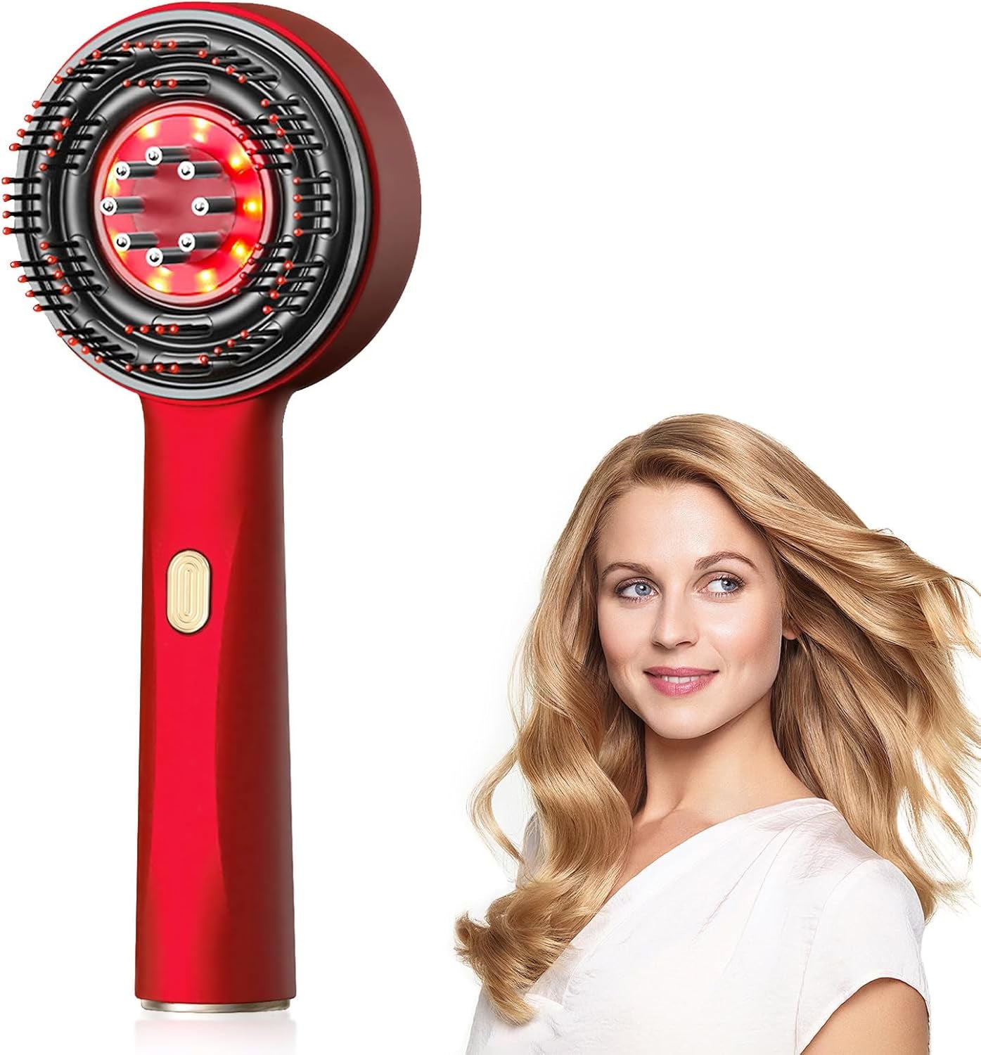 Scalp Massager, Red Light Head Massager Scalp, Multi-Functional Electric Hair Massager Brush with IPX7 Waterproof, Cordless, Hair Oil Applicator for Scalp, Hair, Head, Muscle Relax（Red）